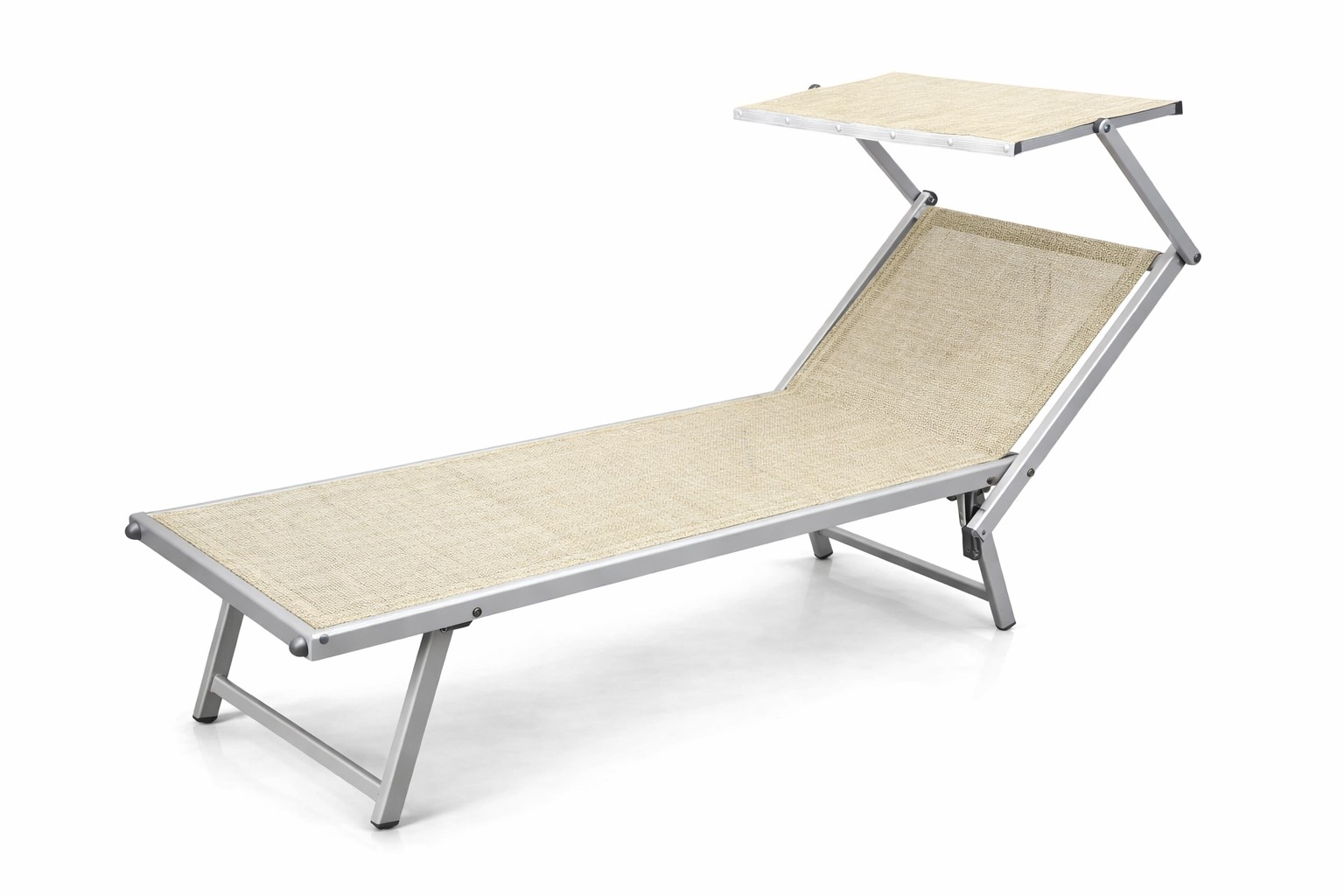 Ramberti Strandliege Bibione Silber/Beige meliert mit Sonnendach