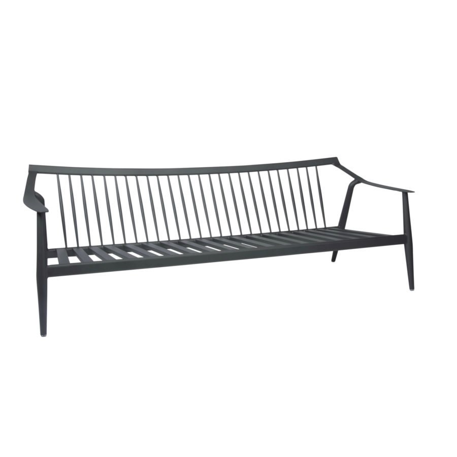 Stern Lounge-Sofa 3-Sitzer Vanda Aluminium anthrazit mit Kissen 100% Acryl Dessin seidengrau