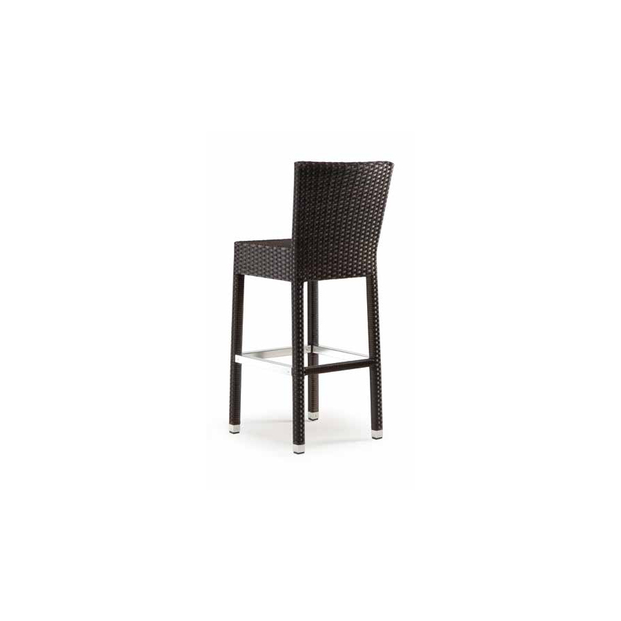 Grattoni GS 921 Barhocker mit Rückenlehne Aluminium/Polyethylengeflecht Braun