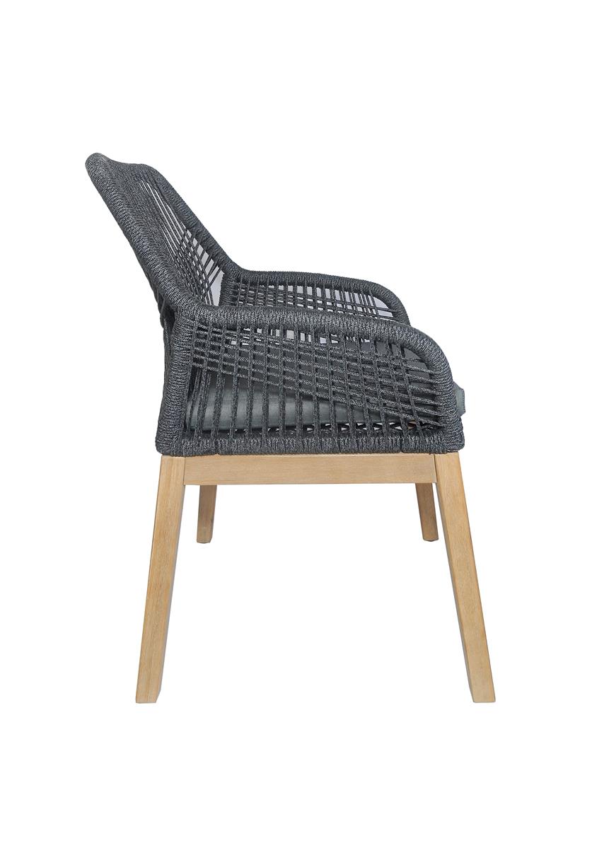 PARMA Dining Sessel Rope grau Stuhlbeine Akazie