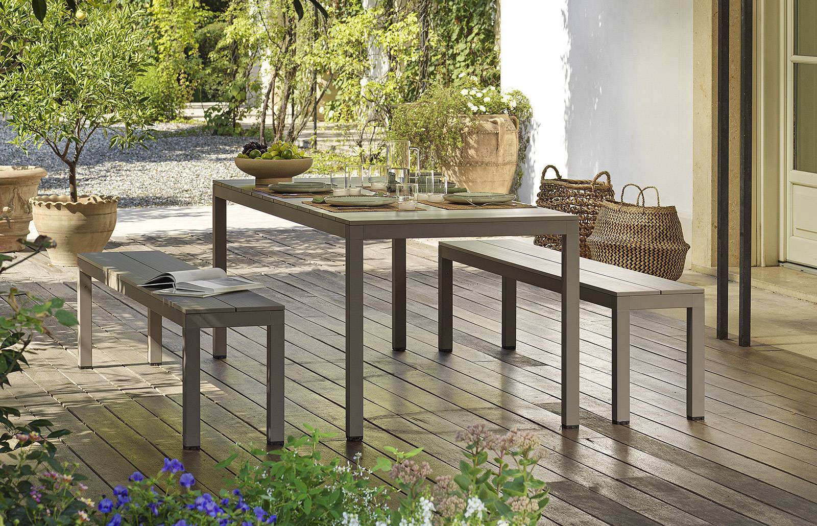 Nardi SET RIO BENCH ALU Tisch und Bank Set tortora