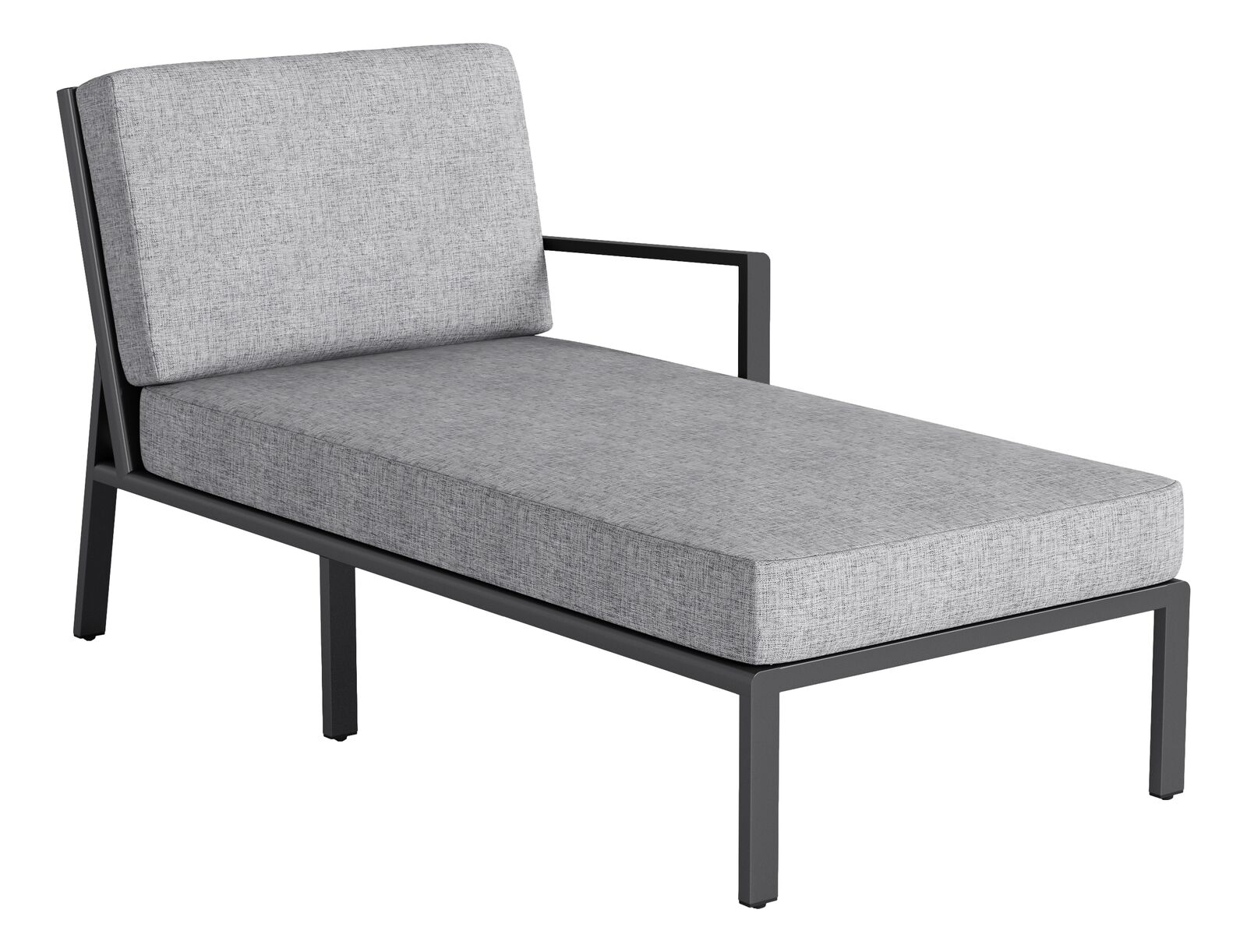 KETTLER Zenith Chaiselongue rechts Anthrazit Kissen Hellgrau meliert