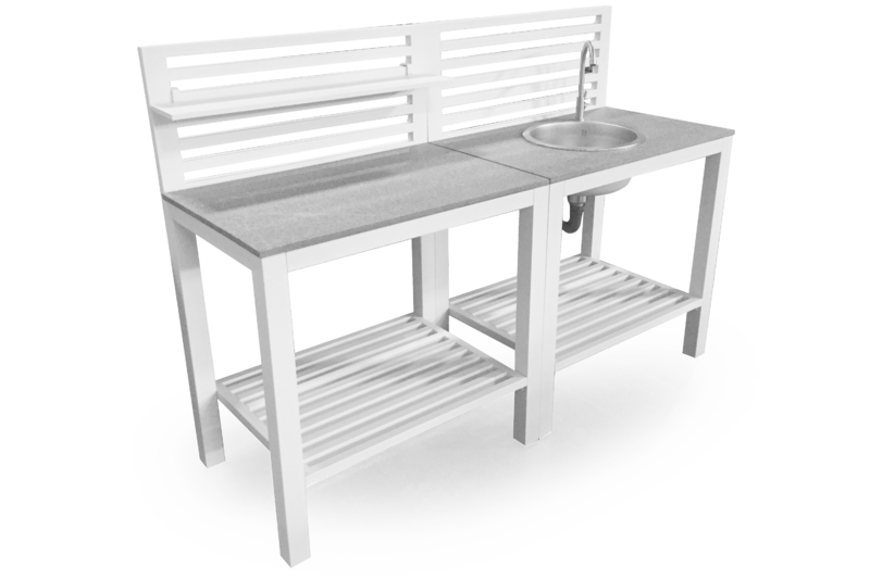 Brafab Bellac Outdoorküche weiss Inkl. Armatur und Waschbecken