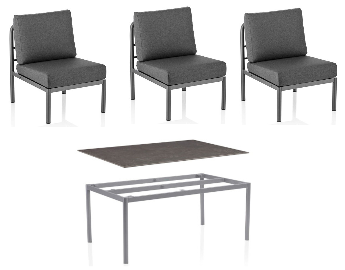 KETTLER Wire Casual Dining Bank 5 teilig mit Keramik-Platte
