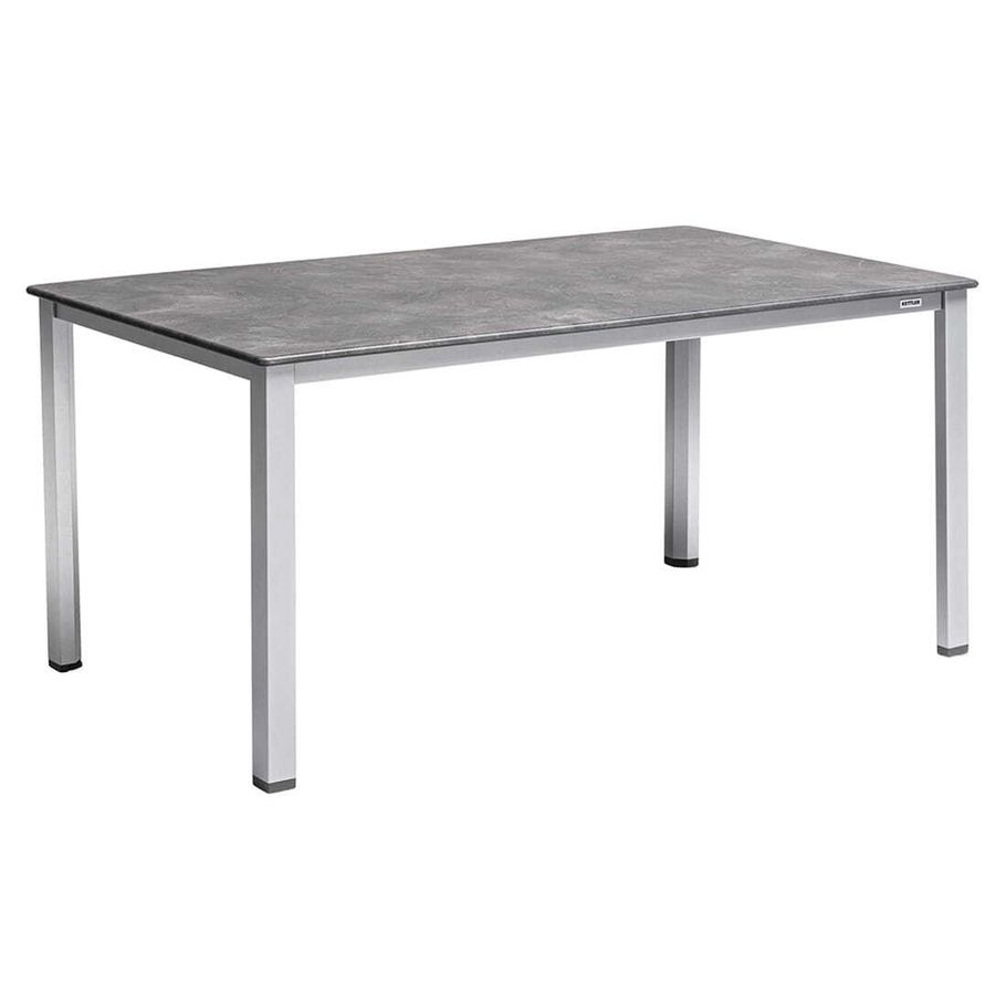Kettler CIRRUS Silver-Line Tischgruppe 9 teilig inkl. Teppich und Keramikplatte Teakholz lang gelb
