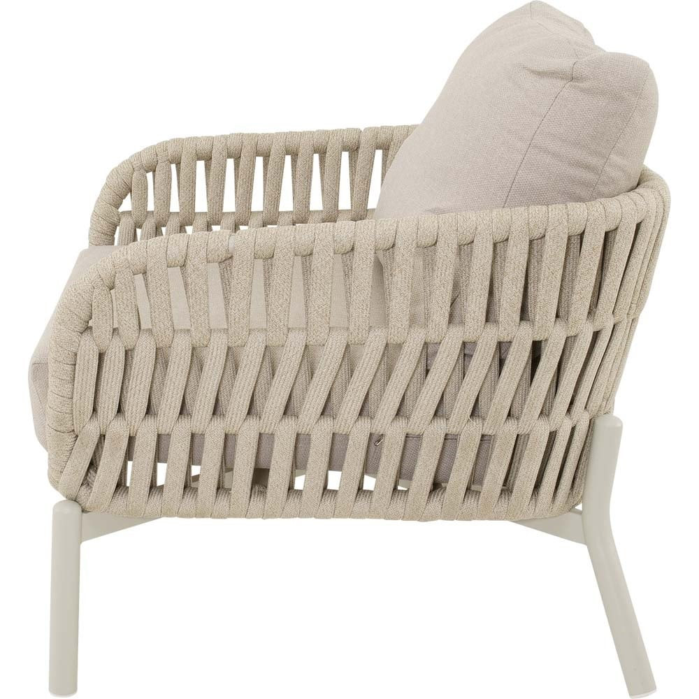 LesliLiving Burgos Low Dining Sessel mit 2 Kissen matt beige