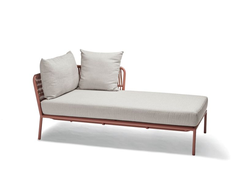 Stern Recamiere Romy Aluminium/Kordel Terra Armlehne links Kissenset 100% Polyacryl Vanilla