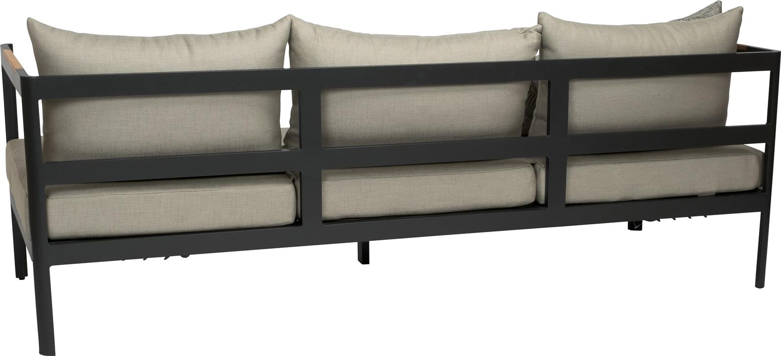 Stern Set Viggo Aluminium schwarz matt, Kissen 100% Polyacryl cream , Armlehnen Teak FSC-zertifiziert 