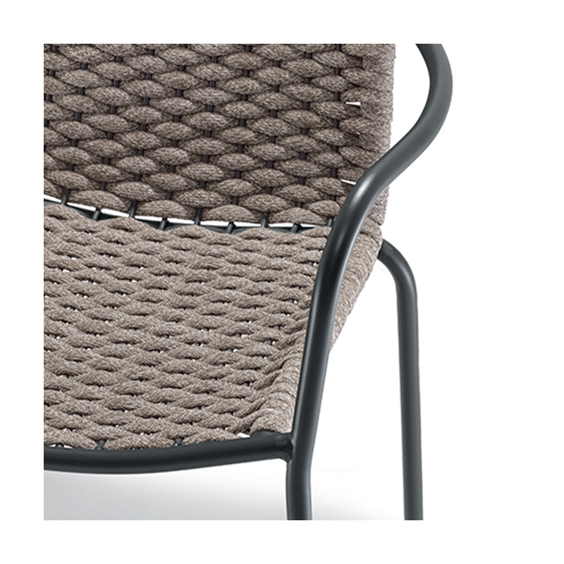 Grattoni Cannes/Lux Sessel stapelbar mit Armlehnen Stahl Anthrazit/Braun