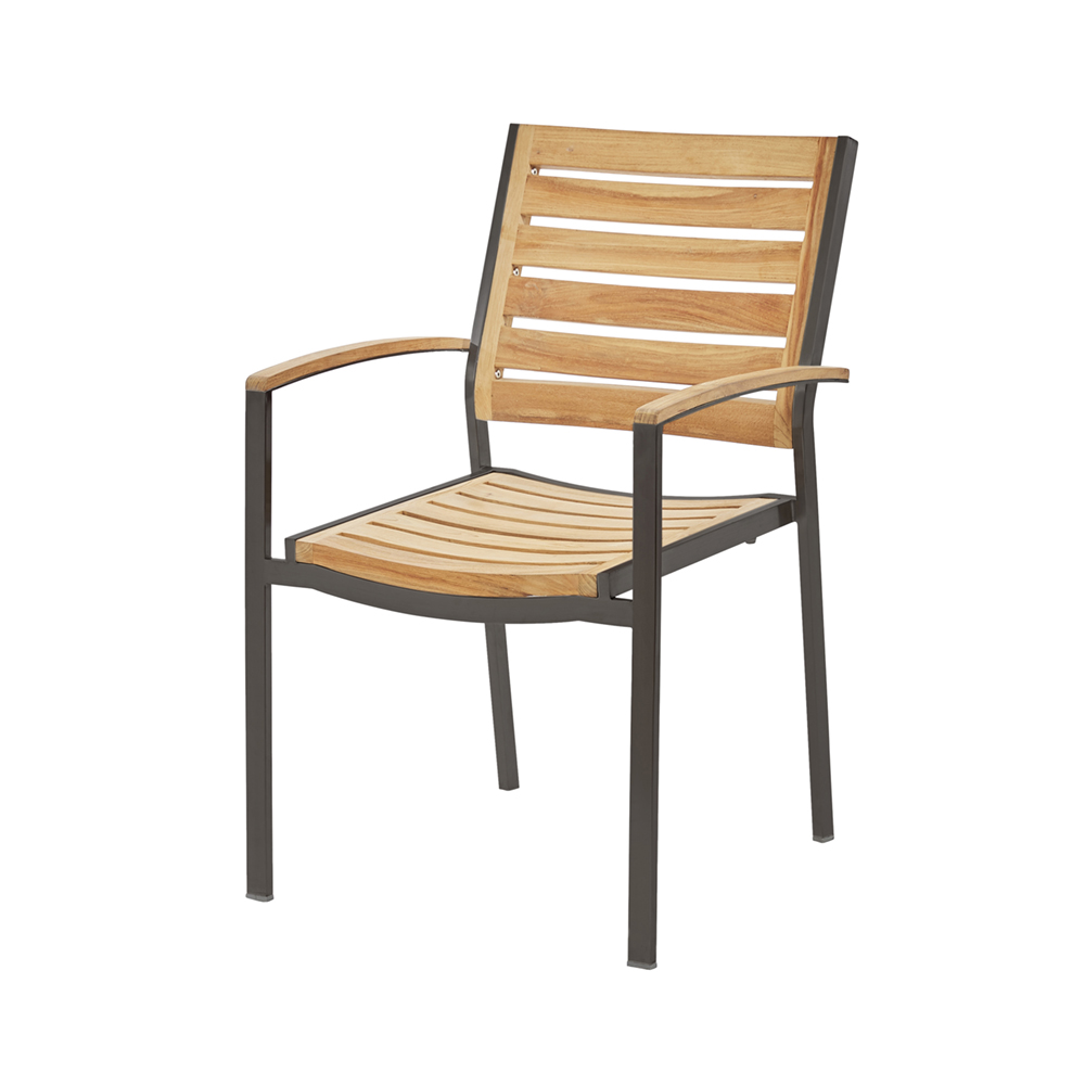 Diamond Garden Treviso Stapelstuhl Edelstahl Dunkelgrau/Premium Teak Natur