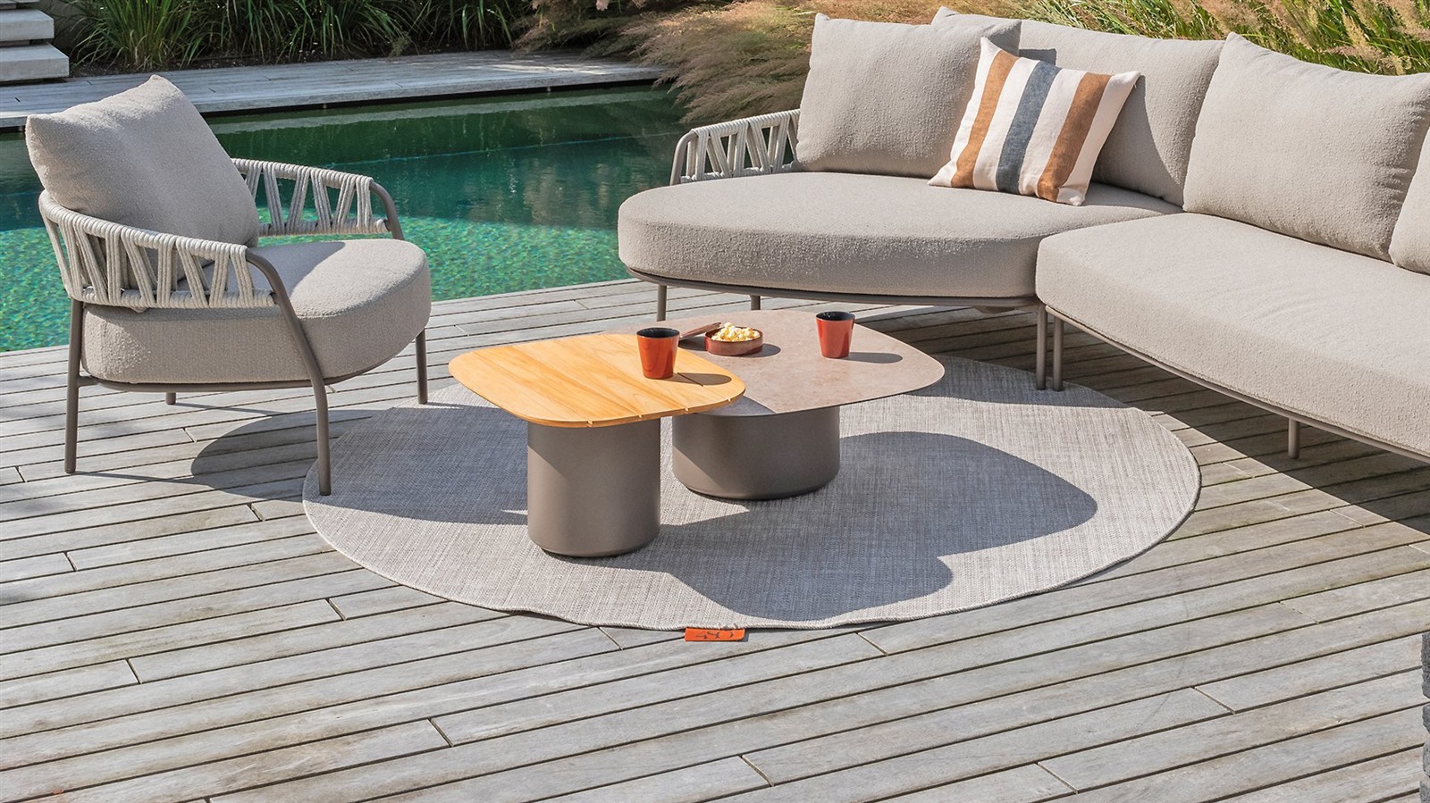 Taste by 4 Seasons Outdoor Kaffeetisch-Set Demi Aluminium/Keramik, Aluminium/Teak braun