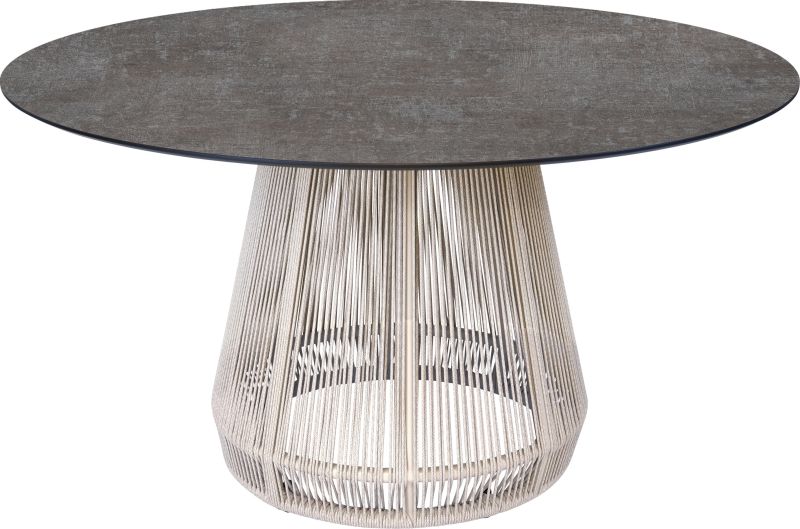 Stern Tisch Rhoda Ø 134 cm Aluminium greige Kordel greige Tischplatte Silverstar 2.0 Metallic grau