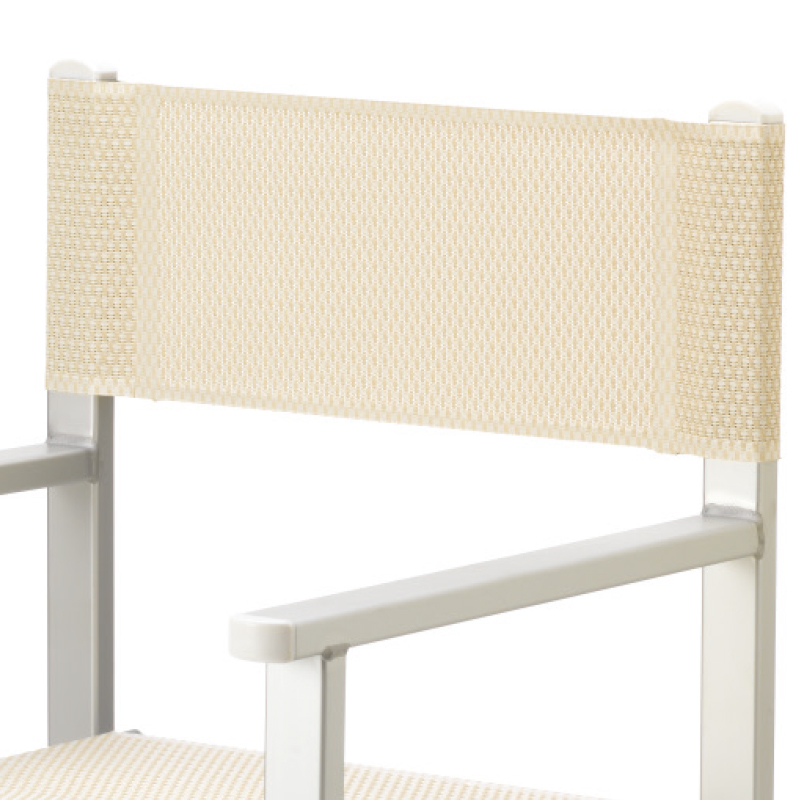 Original italienischer Regiestuhl Rimini klappbar Aluminium silber beige M020