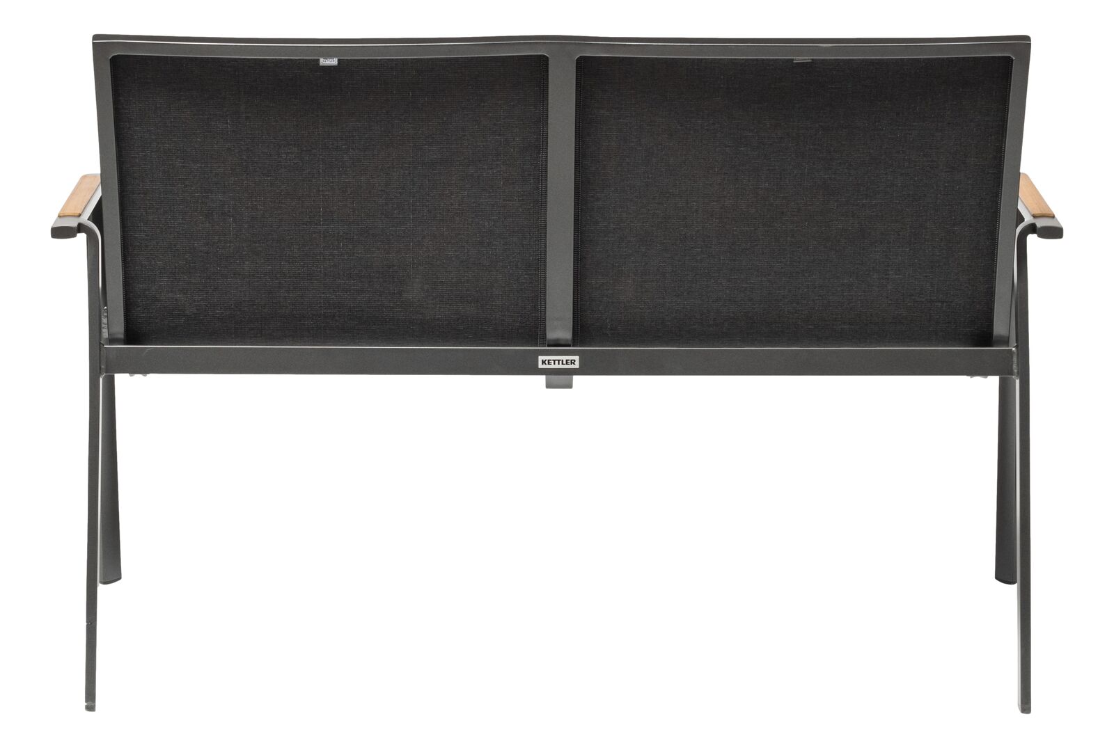 Kettler DIAMOND 2er Bank, anthrazit/ charcoal, Armlehne Teak