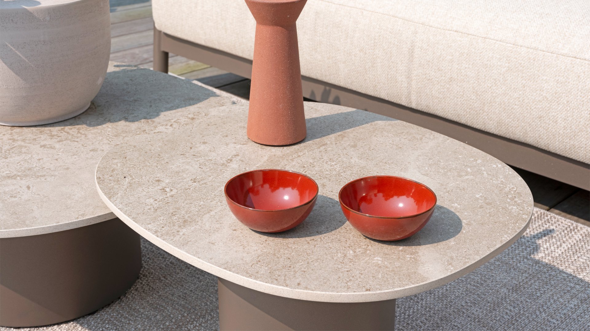 4 Seasons Outdoor Tischplatte für Kaffeetisch Sofie 70x80 cm Keramik Sand