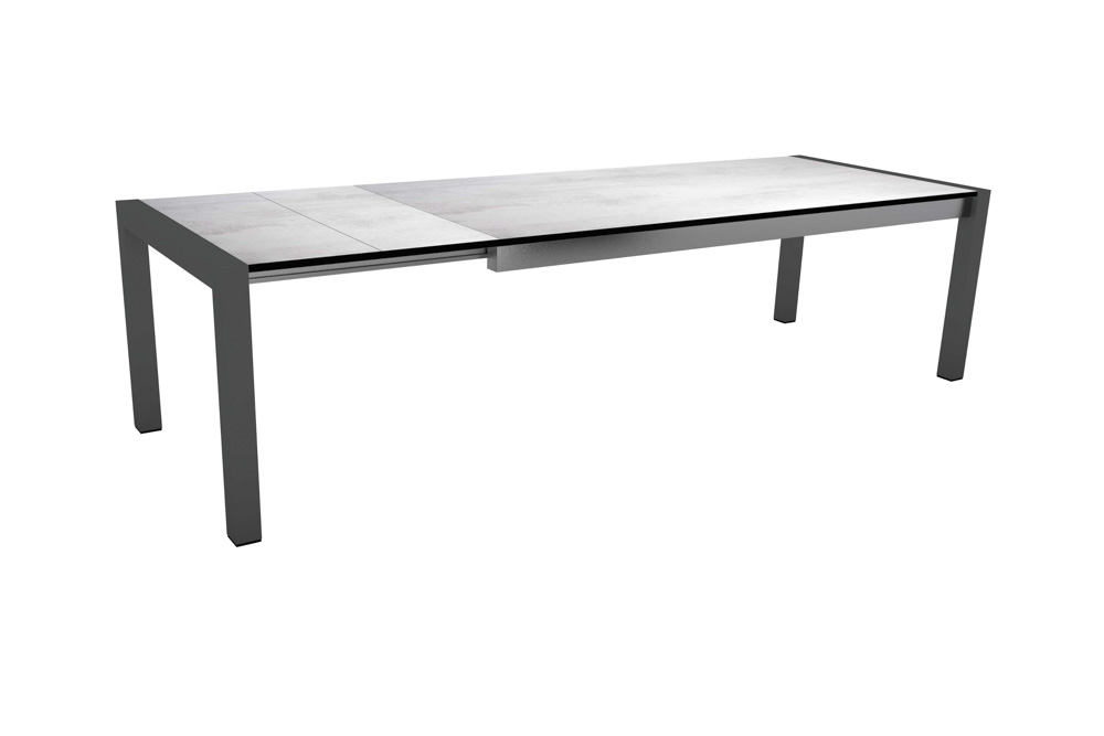 Stern Ausziehtisch 200/250x100 cm Aluminium anthrazit/Tischplatte Silverstar Zement hell