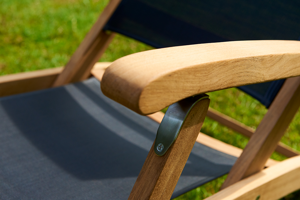 Traditional Teak Deckchair Kate schwarz Teakholz