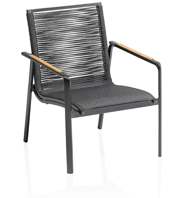 Kettler DIAMOND Loungesessel anthrazit Aluminium/Rope/Teakholz