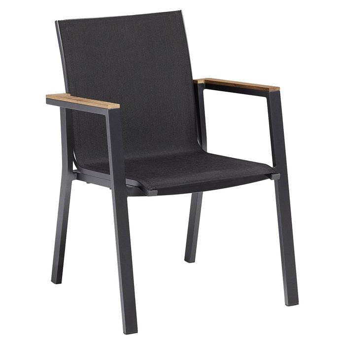 KETTLER RASMUS Stapelsessel mit Armlehne Teak Alu anthrazit/ Textilene charcoal