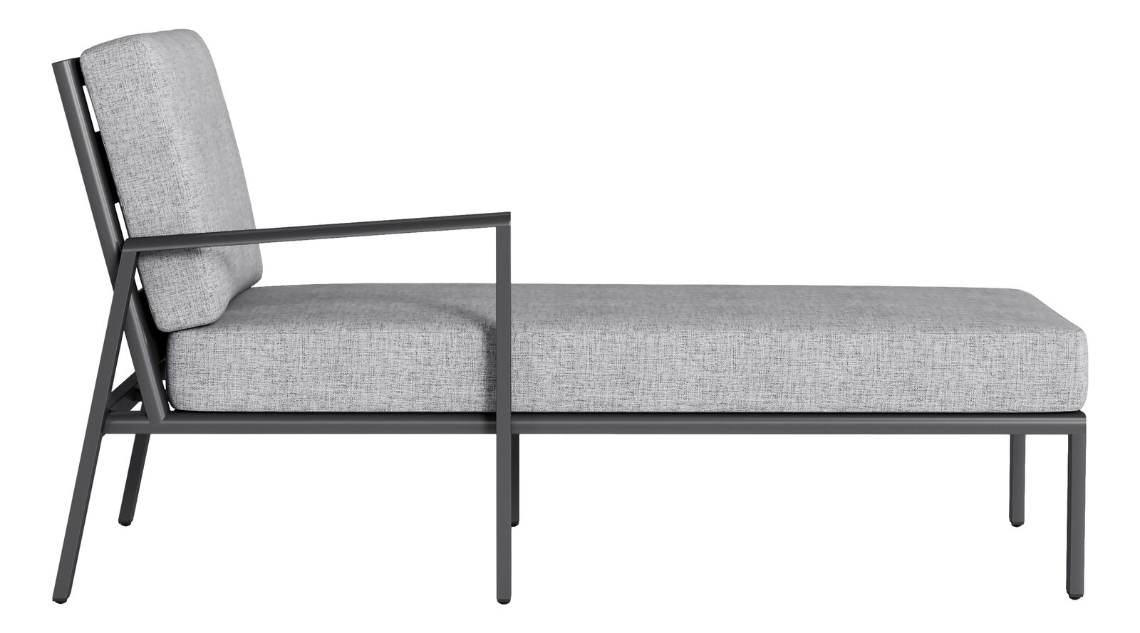 KETTLER Zenith Chaiselongue links Anthrazit Kissen Hellgrau meliert