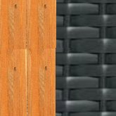 Gartenstrandkorb "Classic-Bullauge" PVC-Kunststoffgeflecht schwarz mit weißen Nadelstreifen