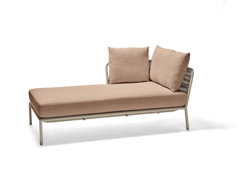 Stern Recamiere Romy Aluminium/Kordel greige Armlehne rechts Kissenset 100% Polyacryl Lychee