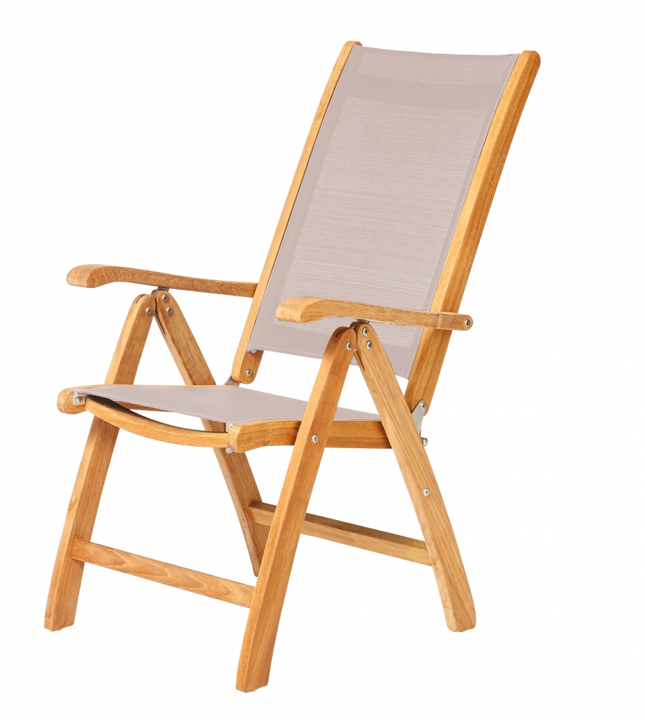 Traditional Teak Gartenhochlehner Kate mit Armlehnen taupe Teakholz-Batyline 