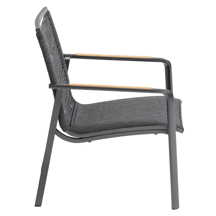 Kettler DIAMOND Loungesessel anthrazit Aluminium/Rope/Teakholz