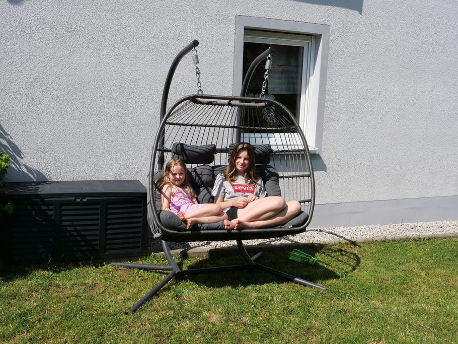 Garino Hängesessel Hängekorb 2-Sitzer Mundo grau/anthrazit mit Gestell