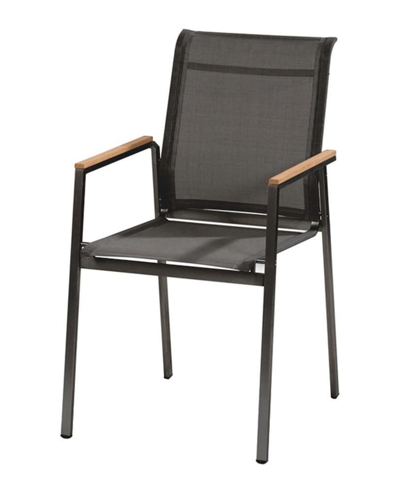 4Seasons Outdoor Passion Stapelsessel Edelstahl anthrazit Teakarmlehne Ausstellungsstück