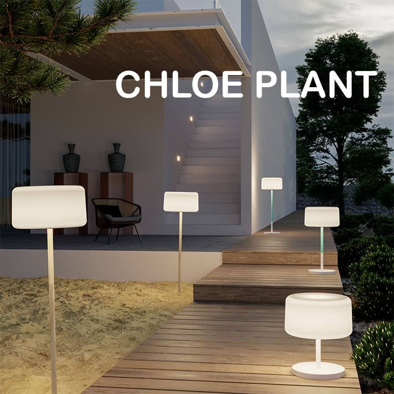 LED-Stehleuchte Chloe Plant Solar Smarttech holzfarbig (Solar+Wiederaufladbarer Akku)