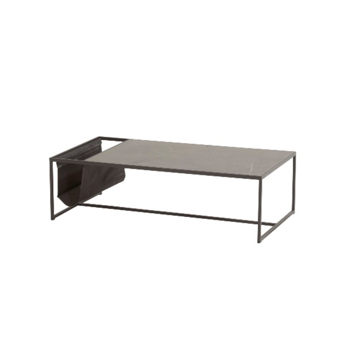 4 Seasons Outdoor Atlas Kaffetisch 122 x 62 x 35 cm. Keramik Marmor-Optik / Teak Einsatz