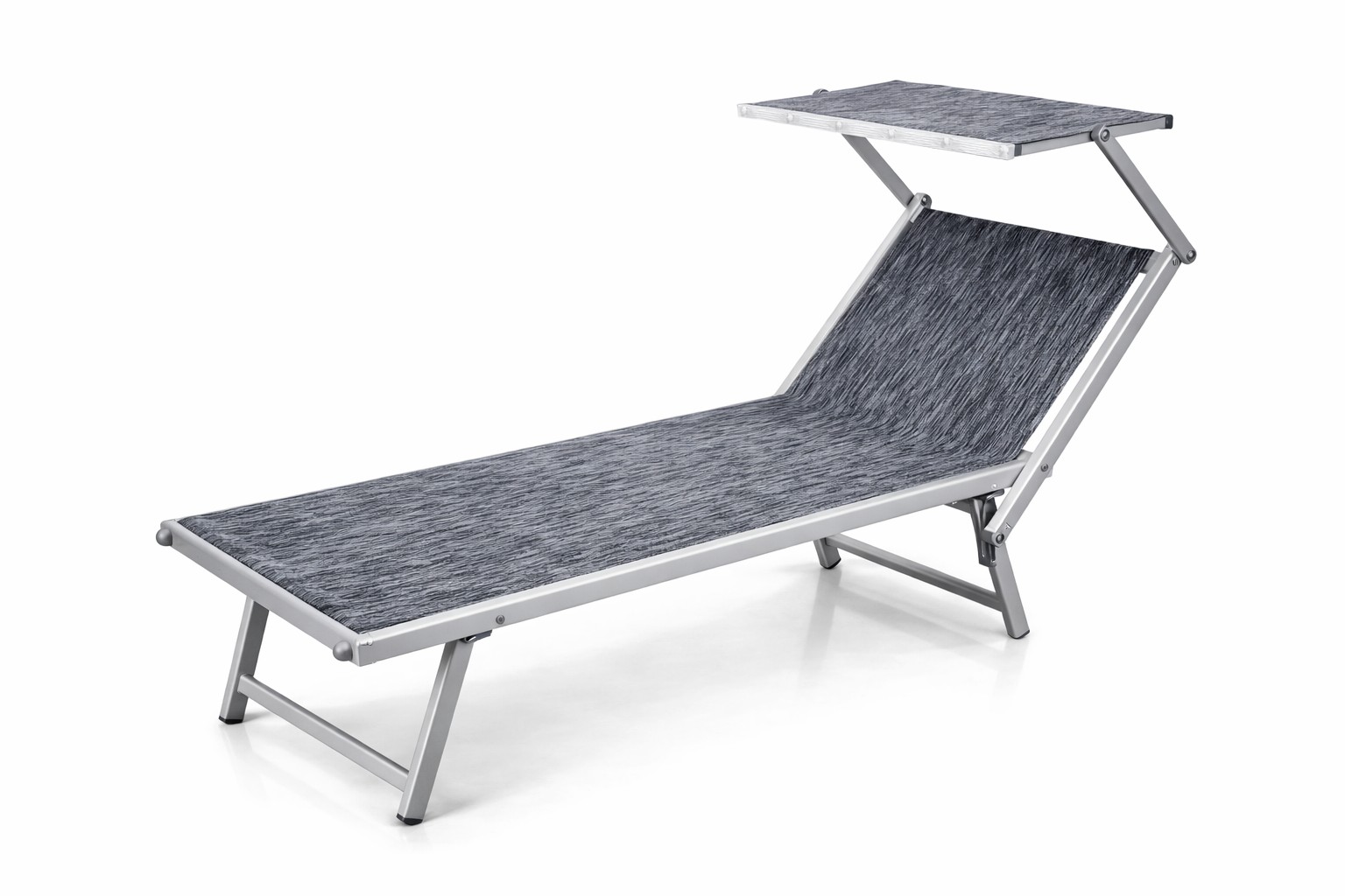 Ramberti Strandliege Bibione Silber/Grau meliert mit Sonnendach