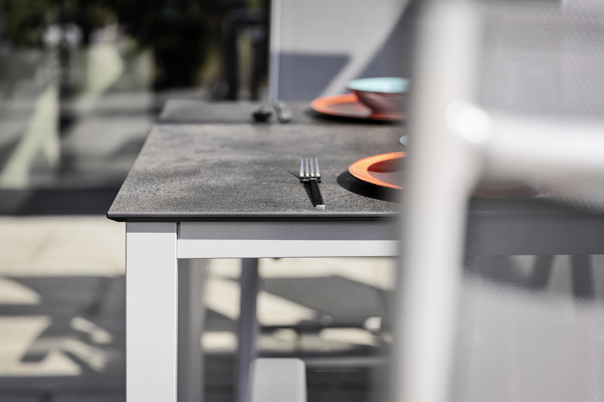 Kettler HPL Tischplatte 160x95x1,3 cm, Titanit anthrazit, W- Profil