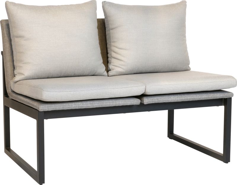 Stern Tammo Eckbank Aluminium schwarz matt Kissenset Cream 4-teilig