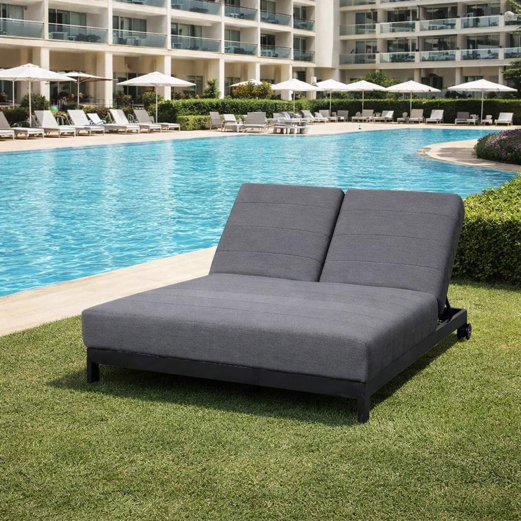 Garino Lido Doppelliege Daybed anthrazit Aluminium/Sunbralla grau