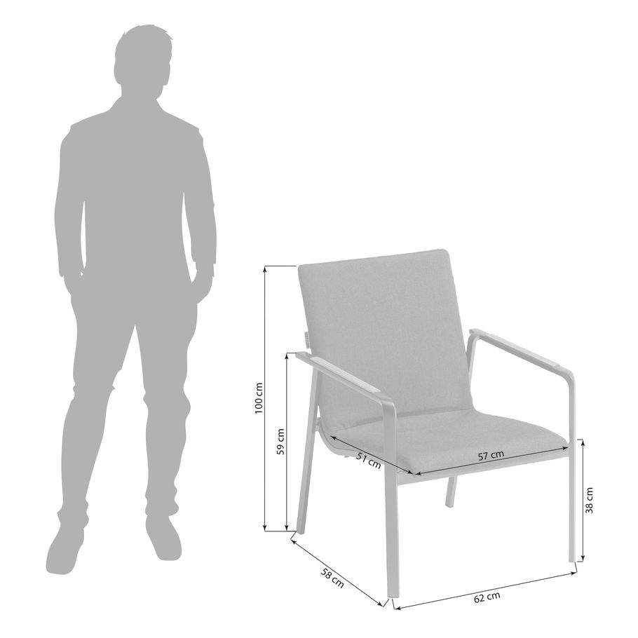 Kettler DIAMOND Loungesessel anthrazit Aluminium/Rope/Teakholz