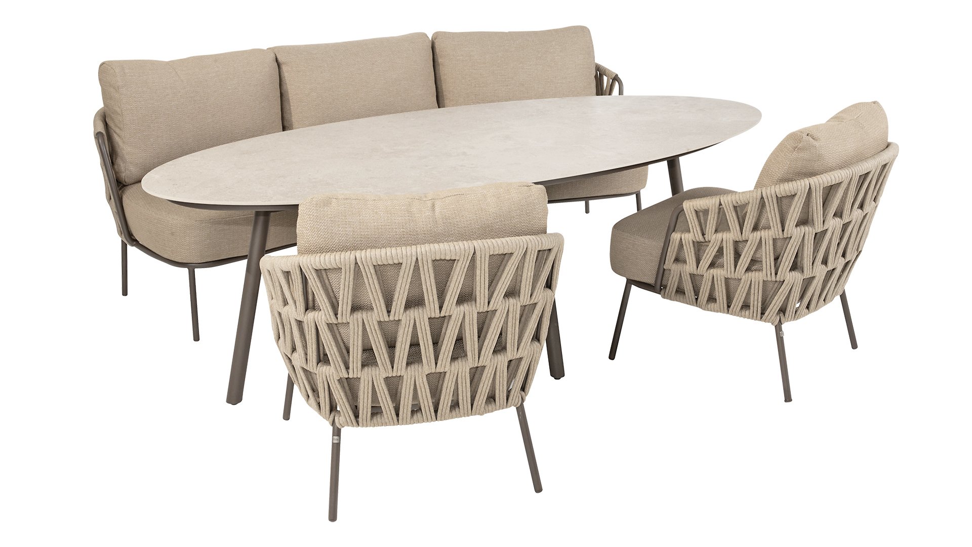 4 Seasons Outdoor Mallorca Dining Sessel Low mit 2 Kissen Terre/Taupe