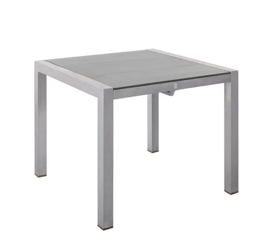 MBM Tisch Kennedy Alu silber / Tischplatte stone grey 90 x 90