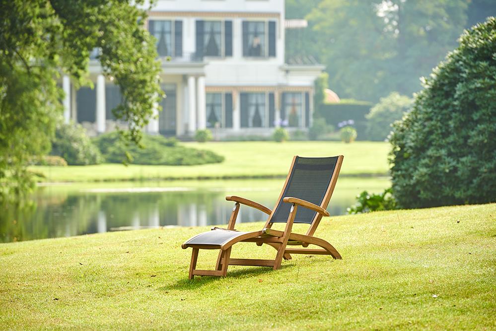 Traditional Teak Deckchair Kate schwarz Teakholz