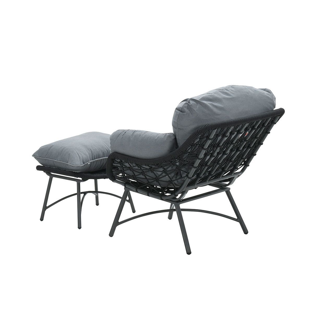 GARDEN Impressions Logan Sessel mit Fußbank carbon black/Rope black