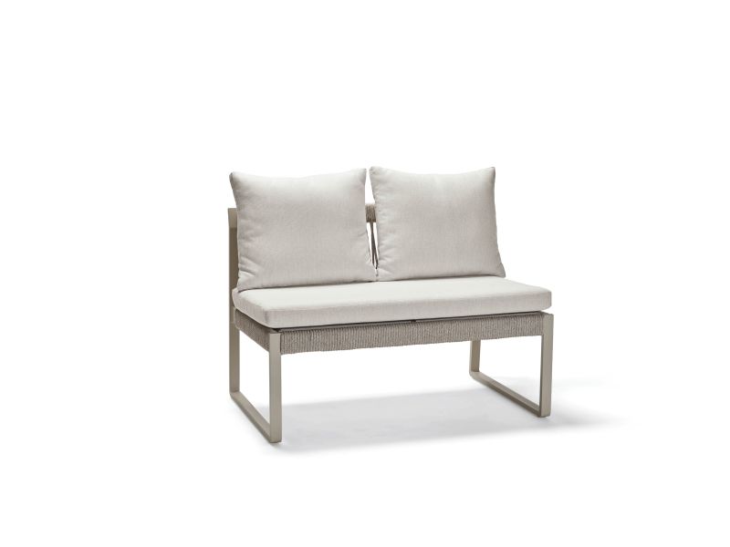 Stern Bank 2-Sitzer Tammo Aluminium/Kordel greige Kissenset 100% Polyacryl Vanilla