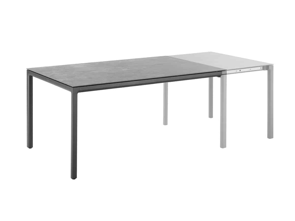 Solpuri SOFT Ausziehtisch 160 / 220 x 100 cm Alu anthrazit Keramik Standard - cement anthracite