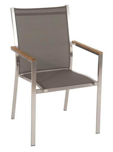 Stern Stapelsessel Cardiff Edelstahl / Textilene taupe