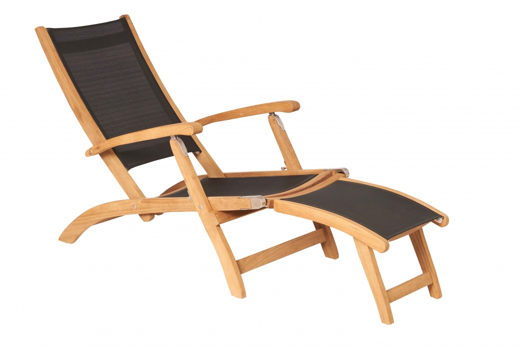 Traditional Teak Deckchair Kate schwarz Teakholz