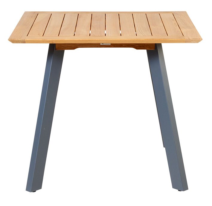Traditional Teak Gartentisch Luna 90 x 90 Alubeine anthrazit Teakholz