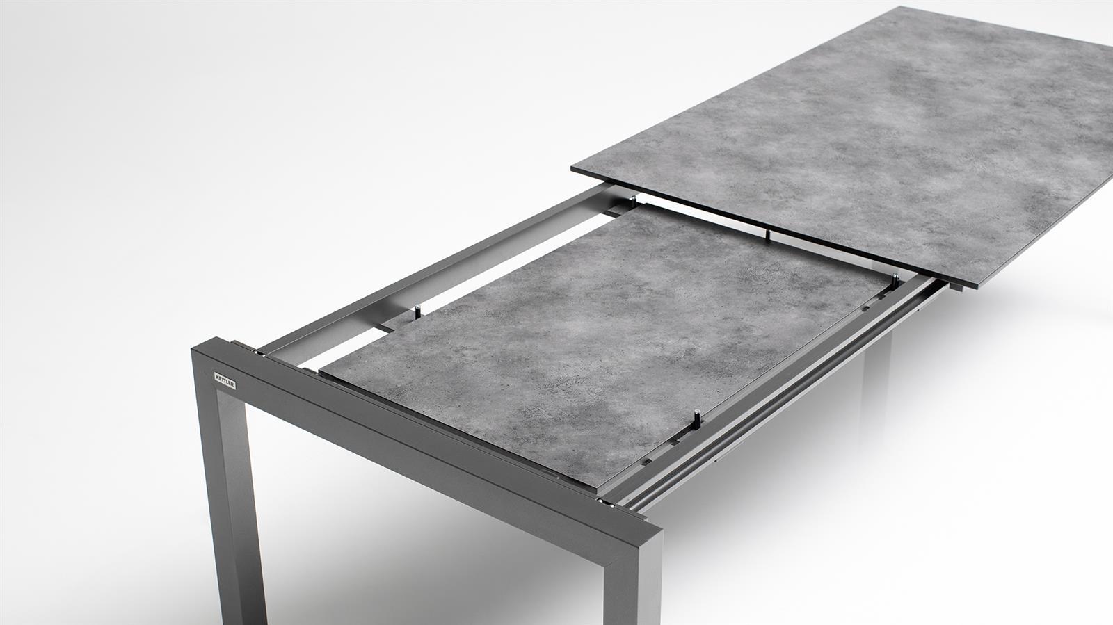 Kettler CUBIC HPL- Ausziehtisch 140/210x70 mit 6 Rasmus Stapelstuhl anthrazit