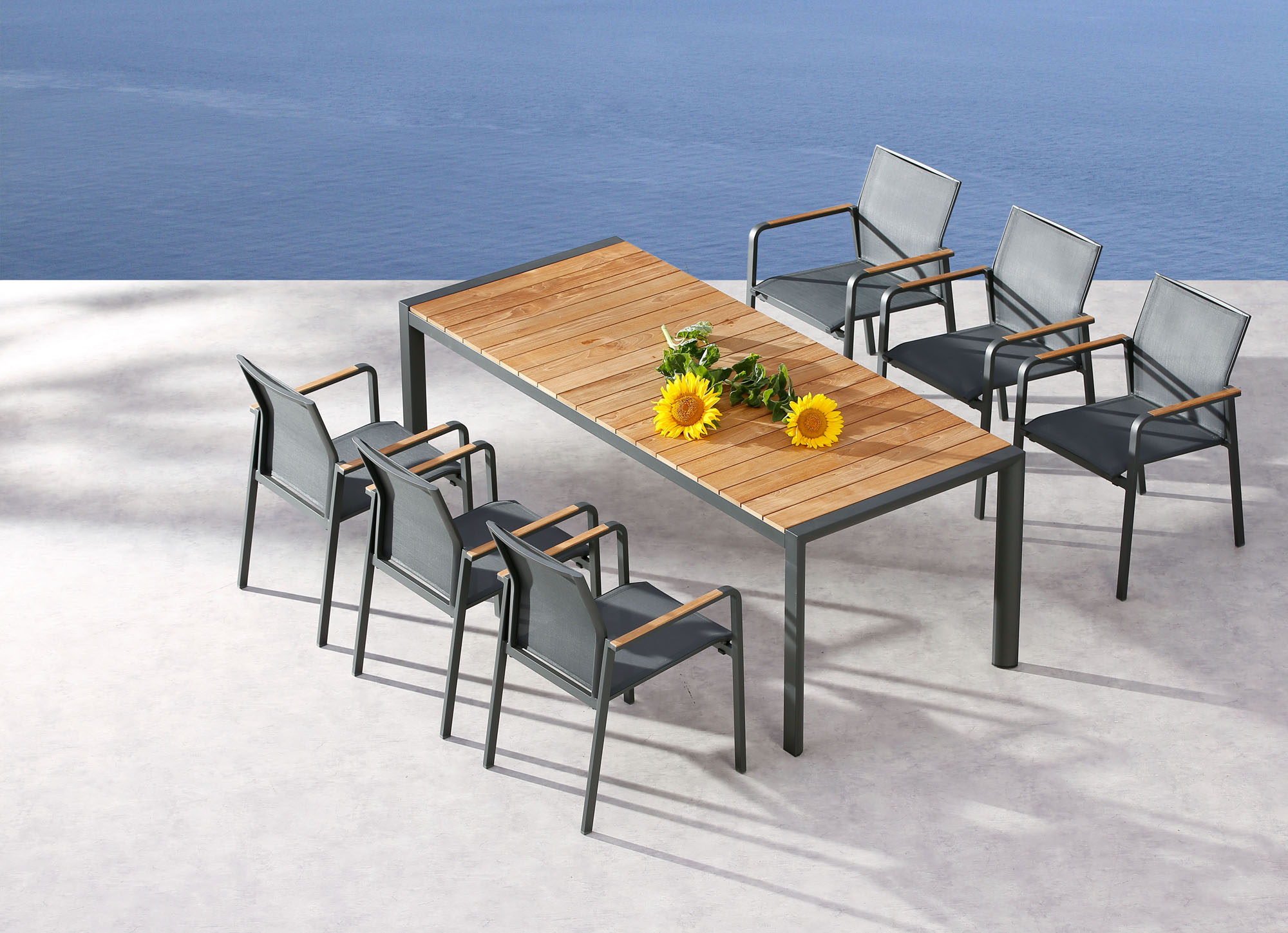 Best Freizeitmöbel Tisch Paros 160x90cm anthrazit/Teakholz