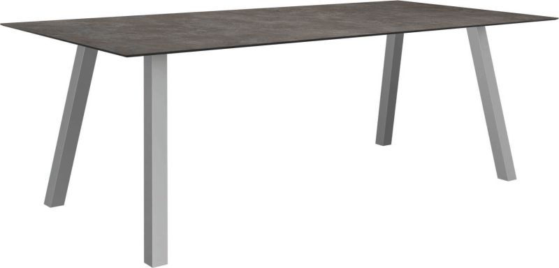 Stern Tisch 220x100cm Interno Vierkantrohr Edelstahl Tischplatte Silverstar 2.0 Stone
