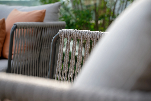 Stern Marla Lounge-Sessel Aluminium anthrazit Kordel salt Kissen 100% Polyacryl graubraun